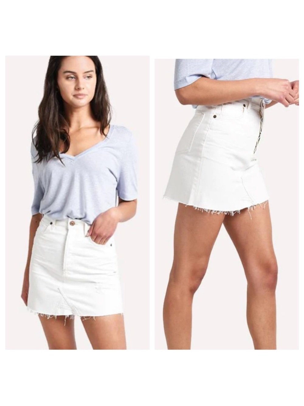 CITIZENS OF HUMANITY Astrid Button Fly White Distressed Denim Mini Skirt Size 25